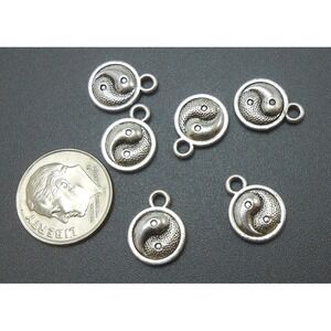 10pcs Yin Yang Charms Silver‎ Tone Metal yinyang